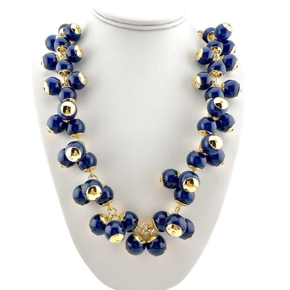 J. Crew Necklace and Bracelet Set in Navy Blue and Gold Tone - Picture 5 of 11